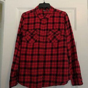 Eddie Bauer Red and Black Plaid Button Down Shirt